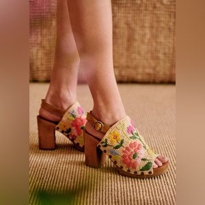 Sezane Multicolor Embroidered Platform Sandals